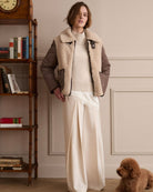 Oui Reversible Jacket in taupe teddy fabric detail