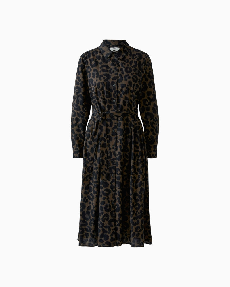 Oui Shirt Dress in Leopard fabric detail