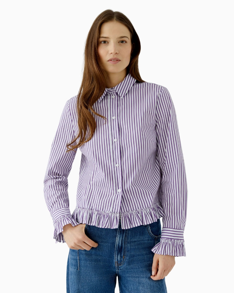 Oui Shirt Violet in White/Violet front view