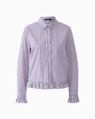 Oui Shirt Violet in White/Violet striped fabric detail