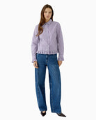 Oui Shirt Violet in White/Violet styled view
