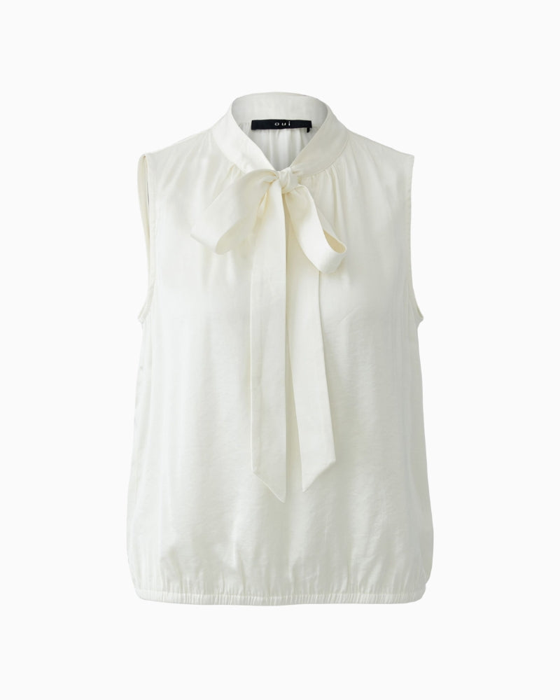 Oui Sleeveless Blouse in cream front view