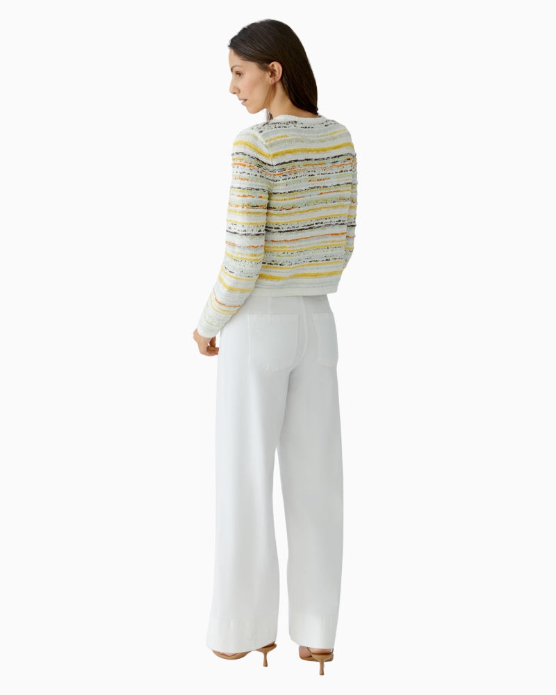 Oui Strickjacke cardigan white yellow back view