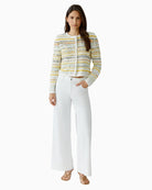 Oui Strickjacke cardigan white yellow front view