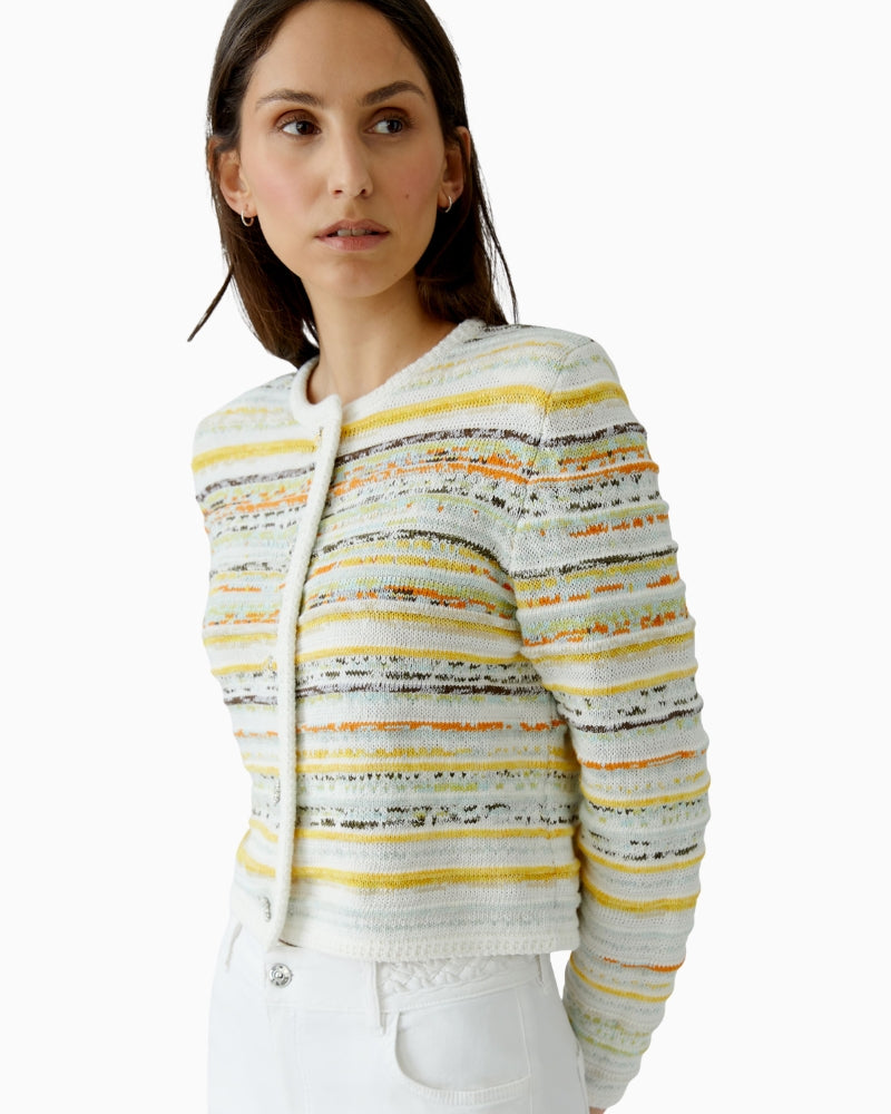 Oui Strickjacke cardigan white yellow side view