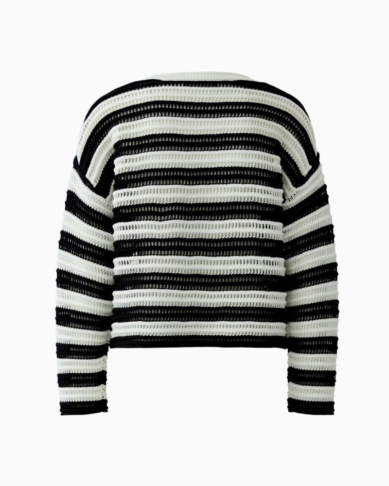 Oui Stripe Jumper in Black White back view