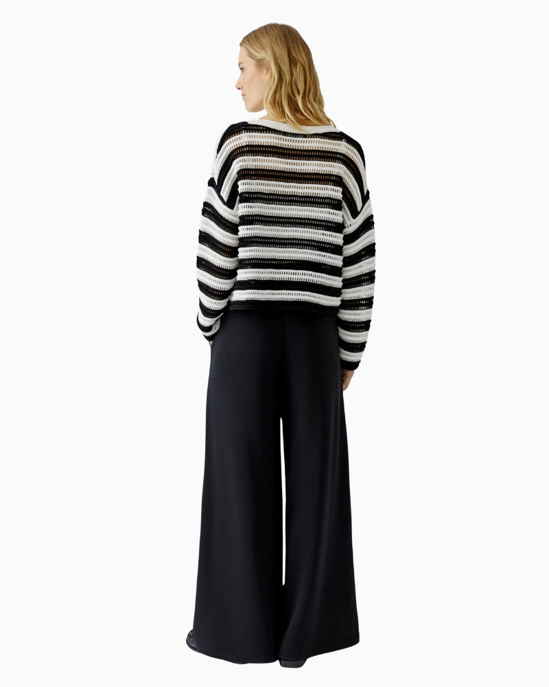 Oui Stripe Jumper in Black White back view