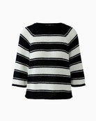 Oui Stripe Jumper in Black White front view