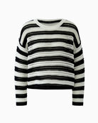 Oui Stripe Jumper in Black White neckline detail
