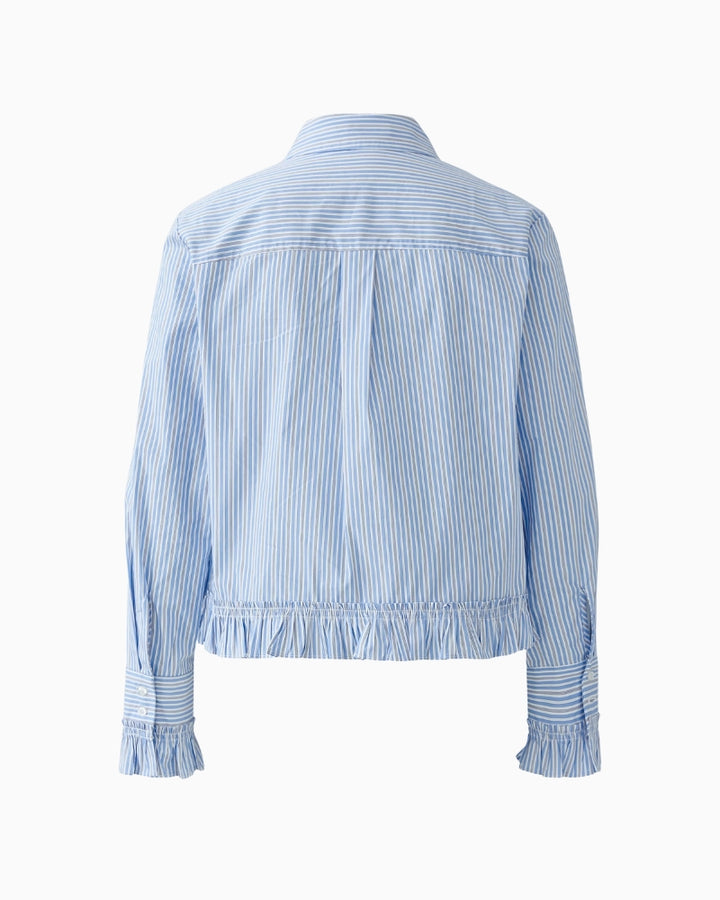Flat lay back view of cropped cotton-blend blouse 