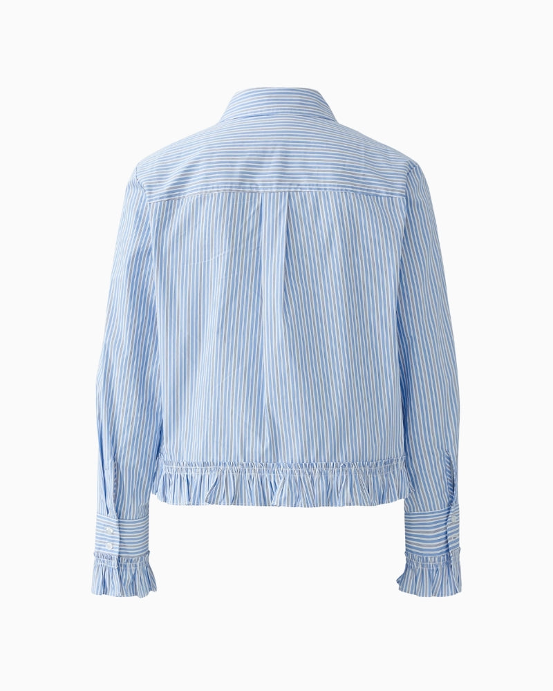Flat lay back view of cropped cotton-blend blouse 