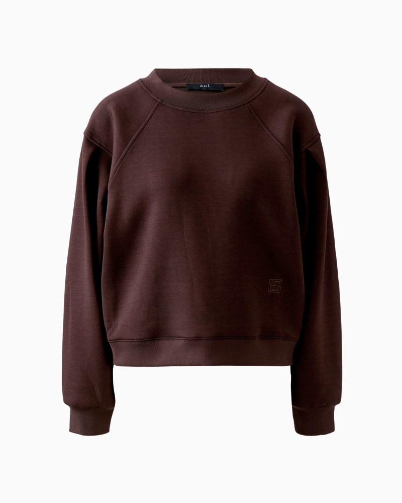 Oui Sweatshirt in brown front view