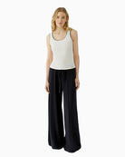 Oui Tank Top in White Black angled front view
