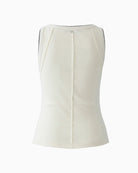 Oui Tank Top in White Black decorative stitching detail