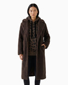 Oui Teddy Coat in brown front view