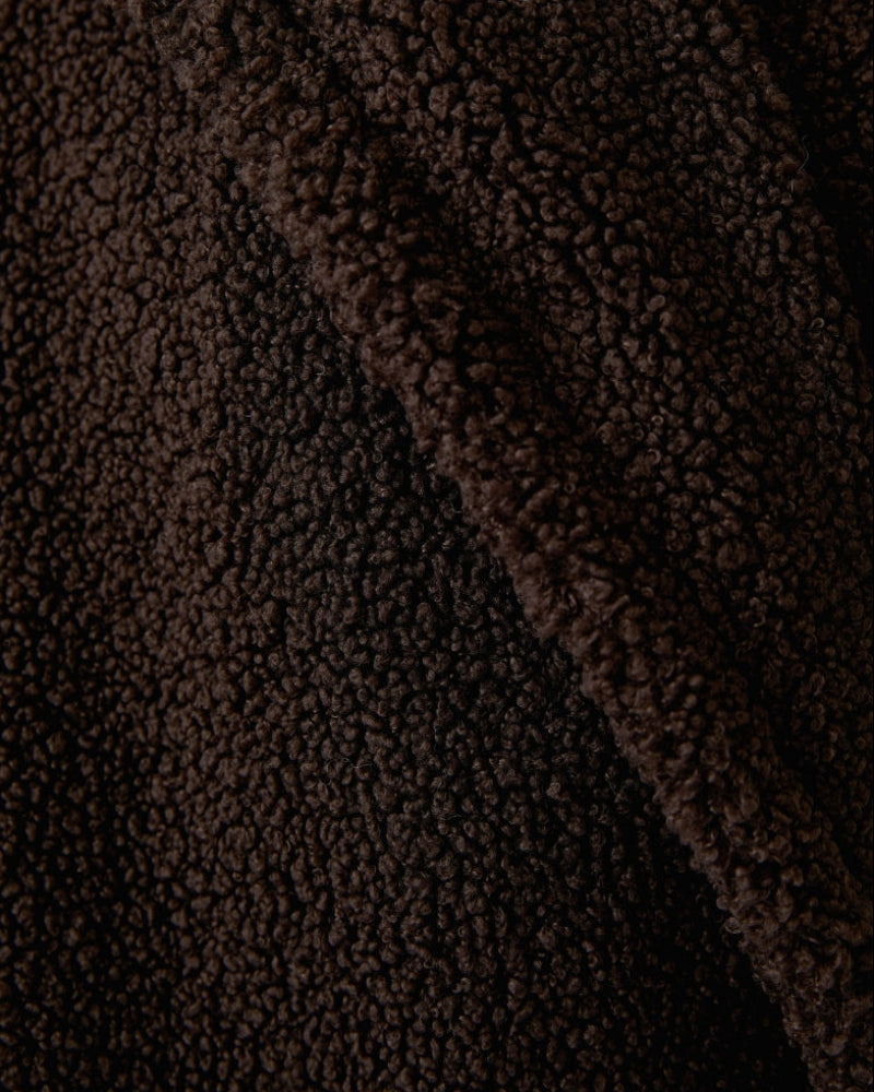 Oui Teddy Coat in brown teddy texture detail