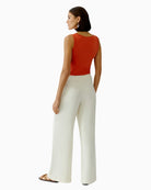 Oui The Palazzo pants off white back view 