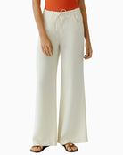 Oui The Palazzo pants off white front view wide leg