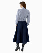Oui Tie Neck Blouse in Blue back view