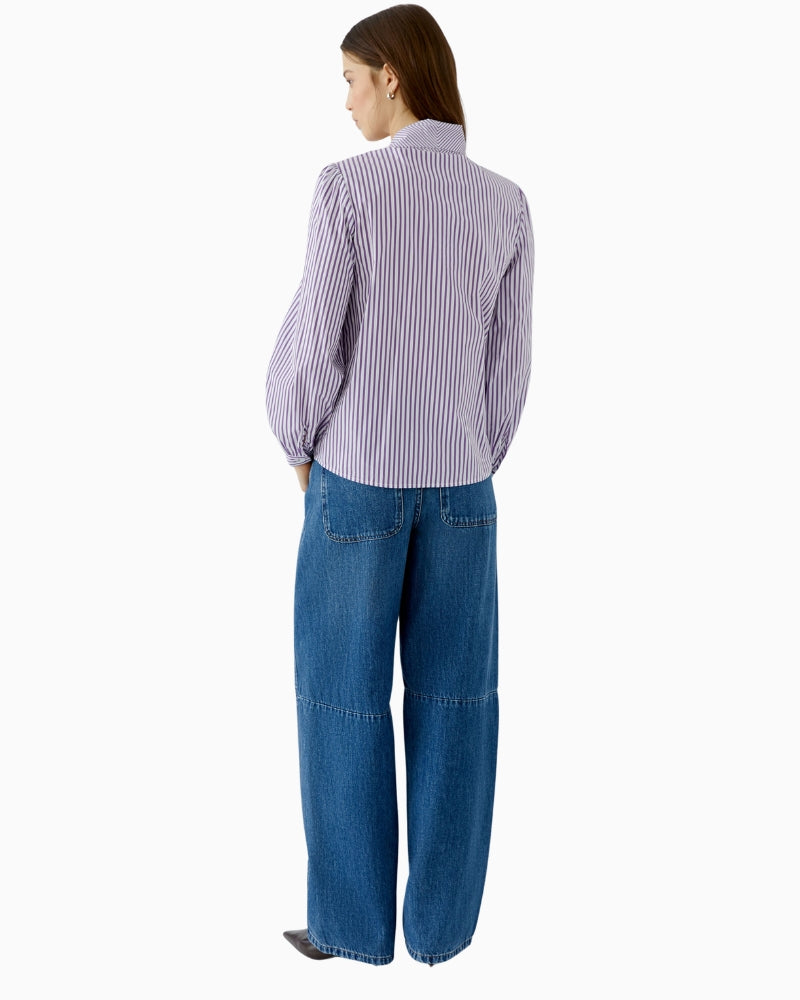 Oui Tie Neck Blouse in Violet back view