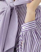 Oui Tie Neck Blouse in Violet button sleeve details