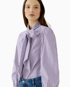Oui Tie Neck Blouse in Violet side view