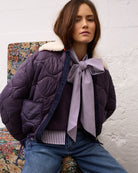 Oui Tie Neck Blouse in Violet tie neck detail