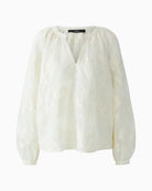 Oui Tunic Blouse in Off White fabric detail