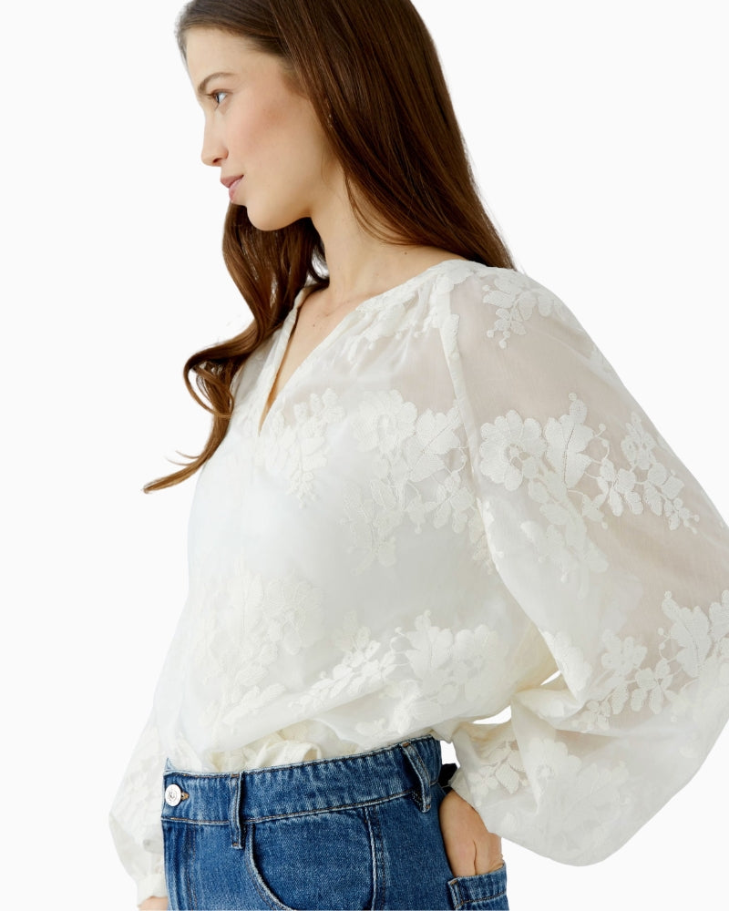 Oui Tunic Blouse in Off White side view