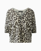 Oui V-Neck Cardigan in Leopard fabric detail