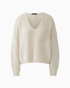Oui V-Neck Jumper in Light Beige V-neck detail