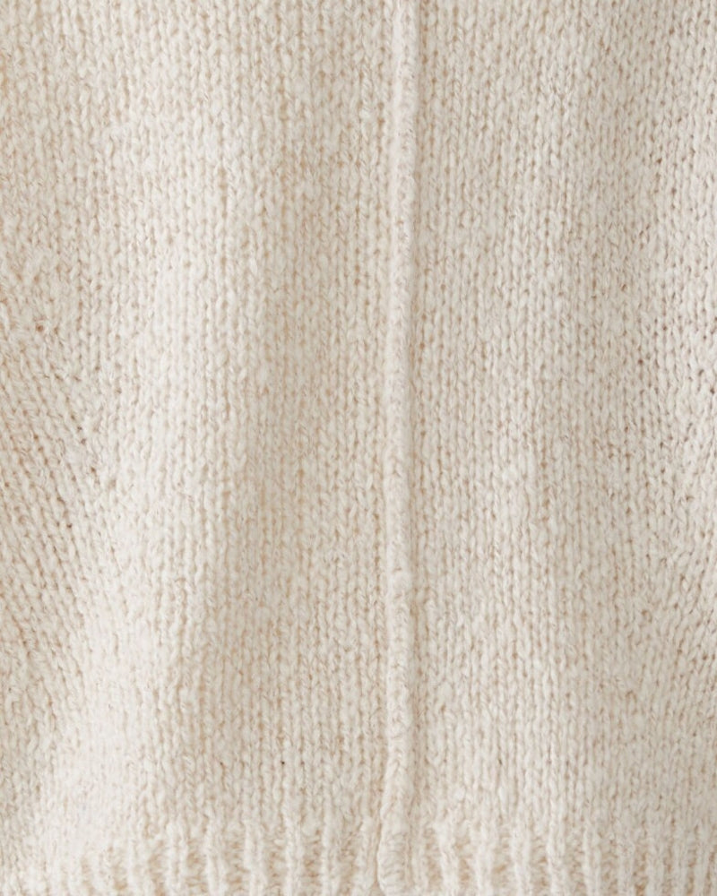 Oui V-Neck Jumper in Light Beige knit texture detail