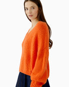 Oui V-Neck Jumper in Orange side view