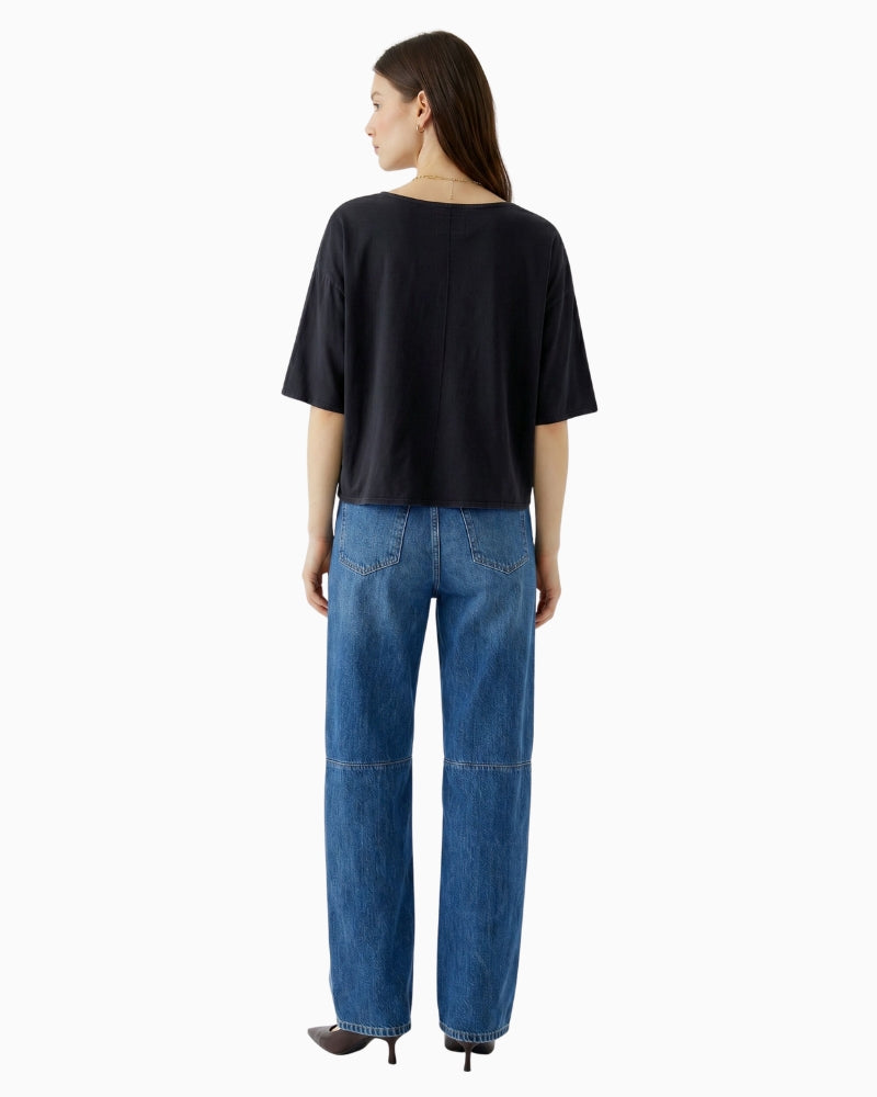 Oui Voyage T-Shirt in Washed Black back view