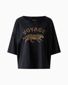 Oui Voyage T-Shirt in Washed Black fabric detail