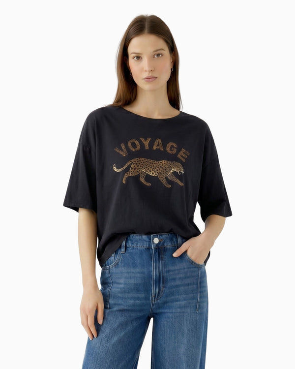 Oui Voyage T-Shirt in Washed Black