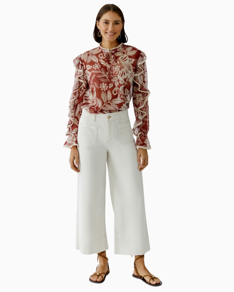 Oui Wide Leg Jeans in Eggnog outfit view