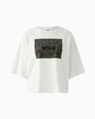 Oui Wild T-Shirt in Off White fabric detail