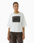 Oui Wild T-Shirt in Off White front view