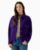 Oui Wool Overshirt Jacket in Violet front view