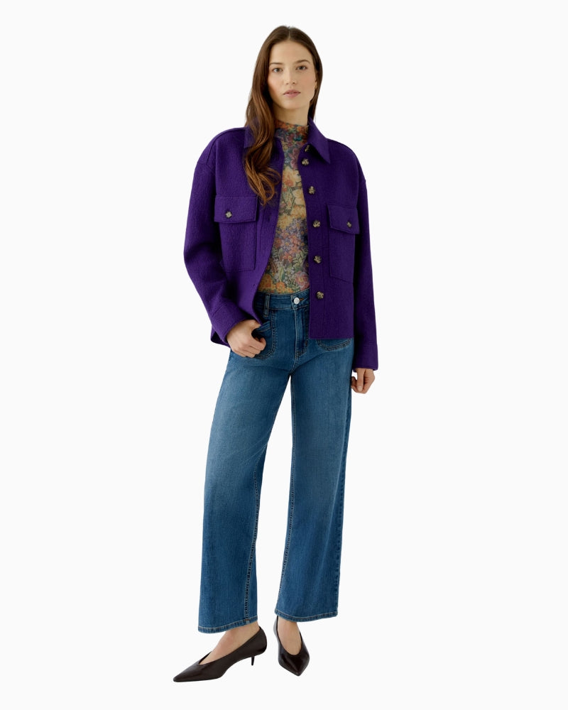 Oui Wool Overshirt Jacket in Violet model front view