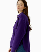 Oui Wool Overshirt Jacket in Violet side view
