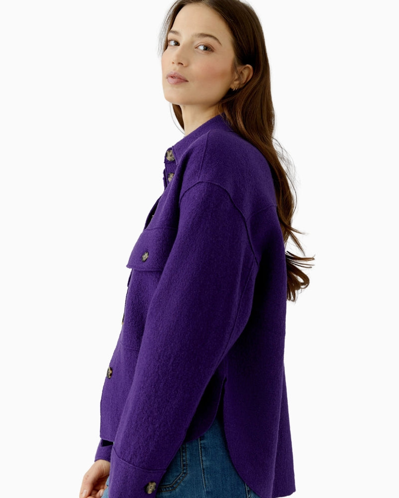 Oui Wool Overshirt Jacket in Violet side view