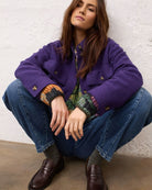 Oui Wool Overshirt Jacket in Violet styled seated view