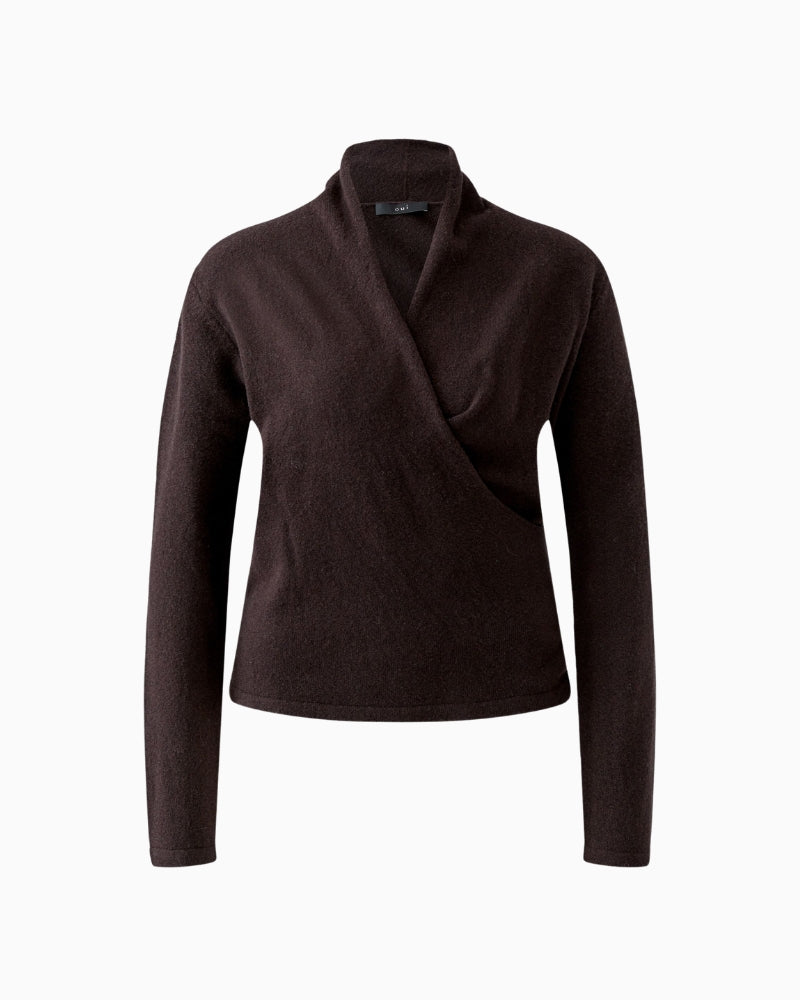 Oui Wrap Jumper in brown front view