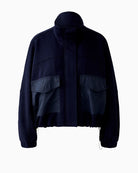 Oversized Oui jacket in dark blue with drawstring hem detail