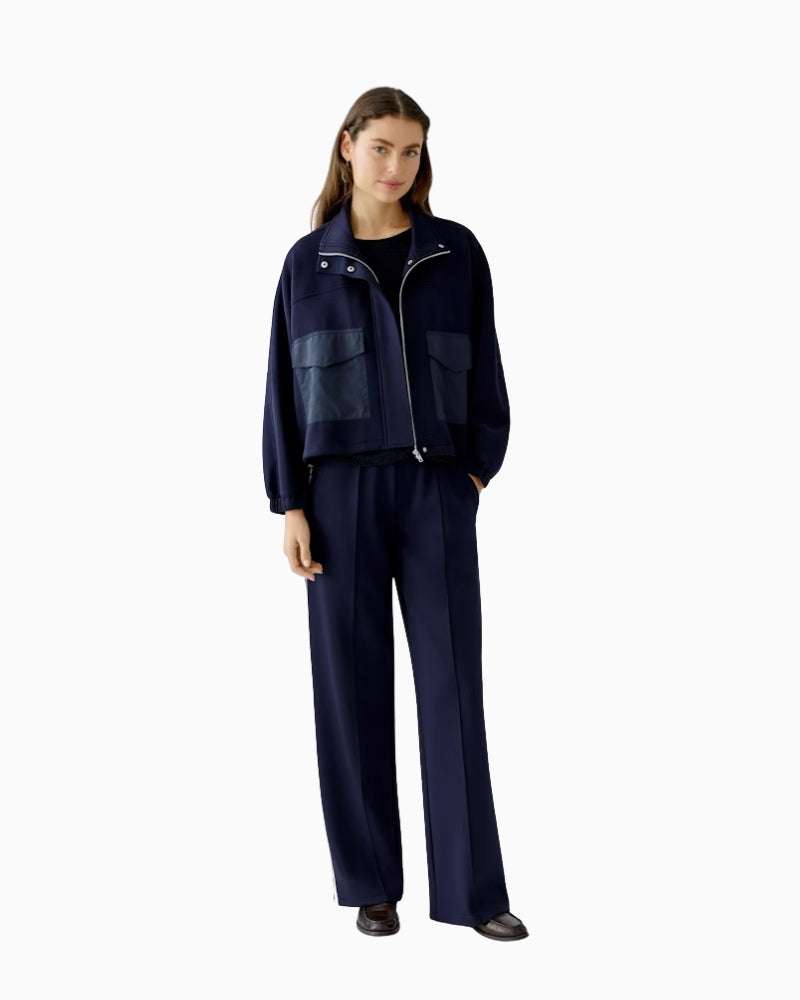 Oui lightweight jacket for women in soft scuba fabric paired with pants