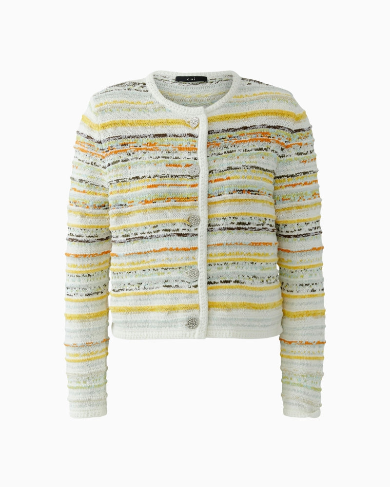 Oui cardigan white yellow knit texture detail