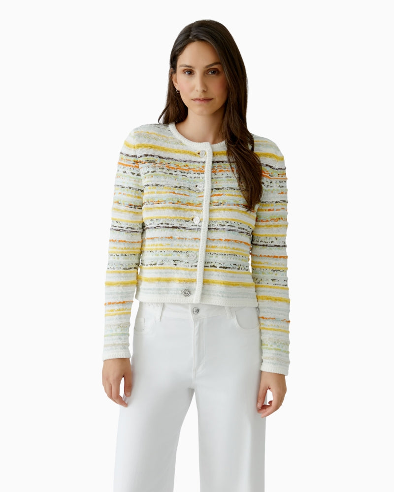 Oui cardigan white yellow knit texture detail
