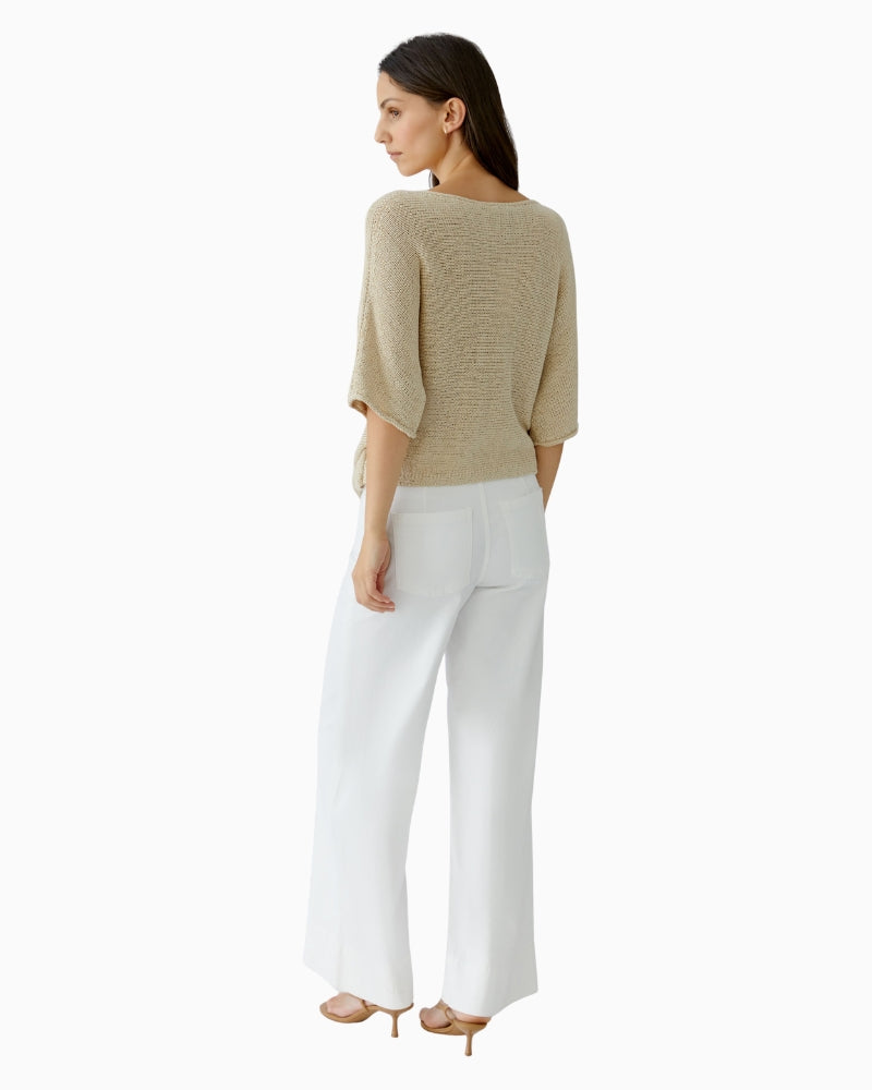 Oui cotton blend pullover camel back view